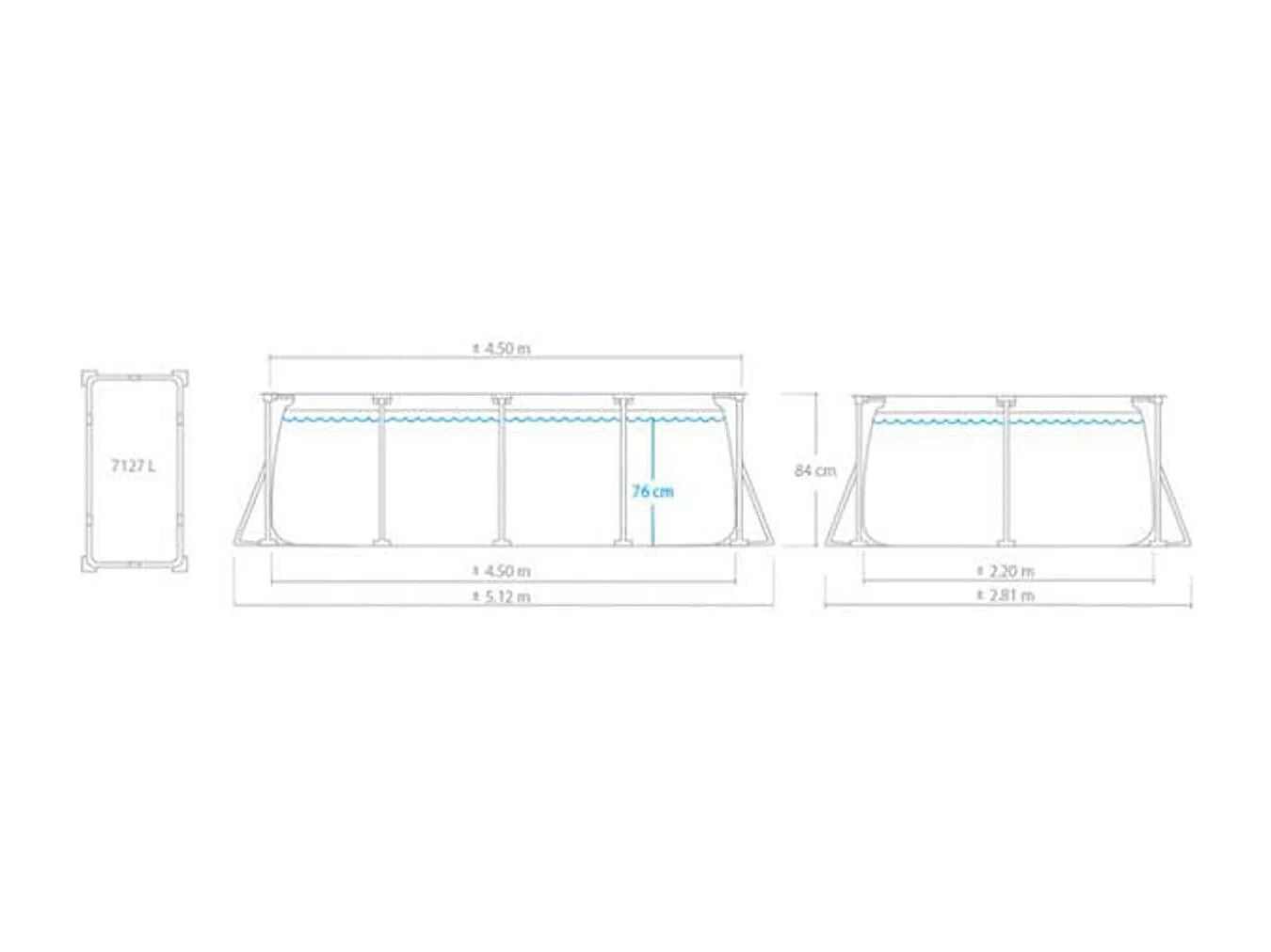 Piscina fuori terra Intex 28273 Frame rettangolare 450x220x84