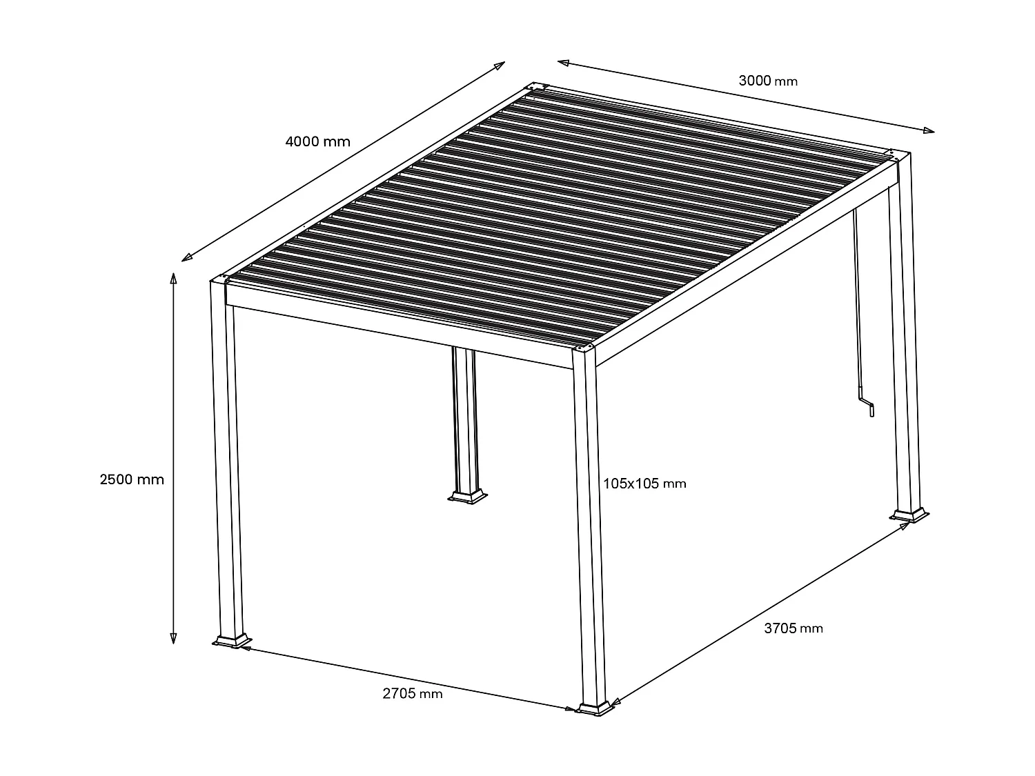 Pergola bioclimatique autoportante  en aluminium  avec lames orientables - 12 m² - blanche- AMALFI