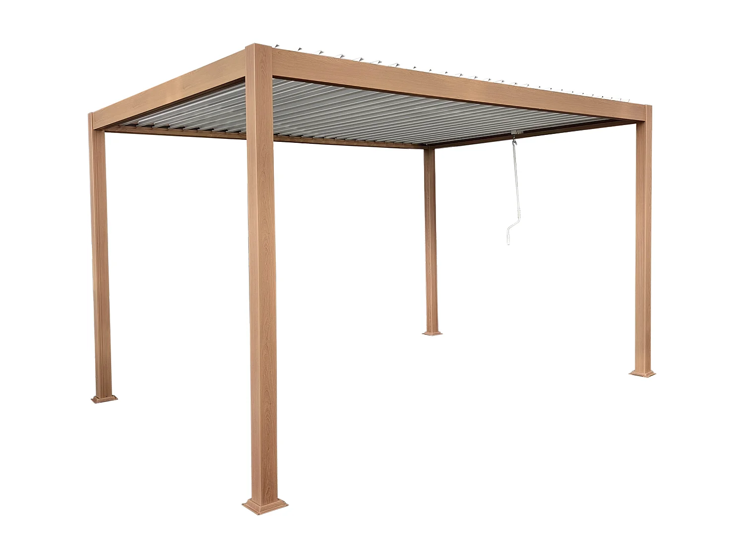 Pérgola bioclimática autoportante con lamas orientables - 12 m² - color natural oscuro - AMALFI