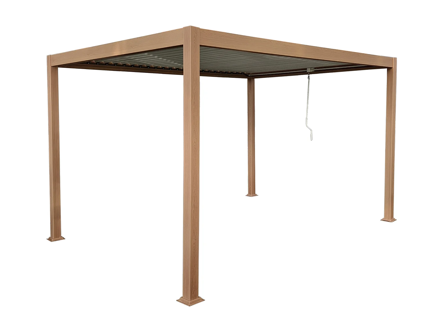 Pérgola bioclimática autoportante con lamas orientables - 12 m² - color natural oscuro - AMALFI