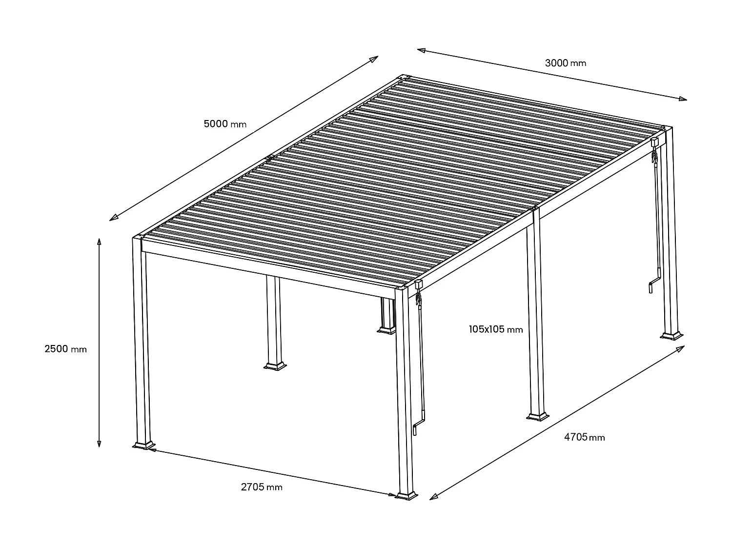 Casetta per terrazzo bioclimatica autoportante con lamelle orientabili 15 m² antracite  - AMALFI