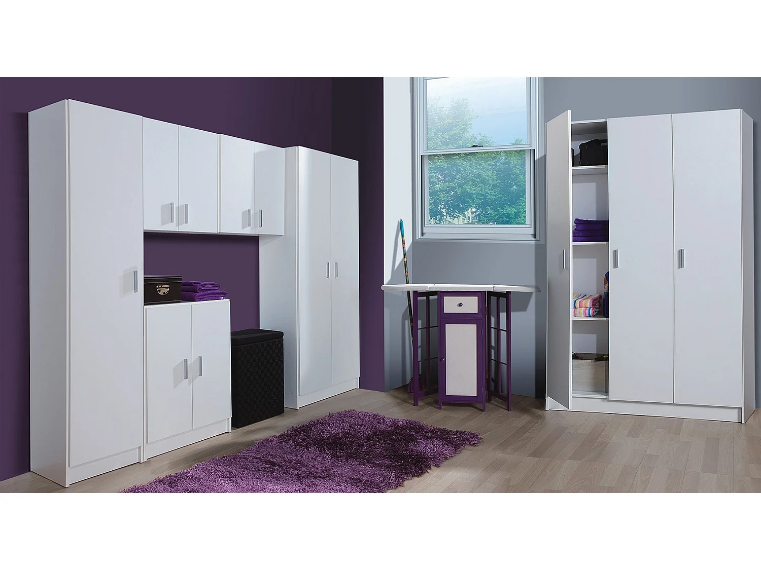 Meuble de salle de bain polyvalent 1 porte pliante Blanc mat 38 x 180 x 38 cm