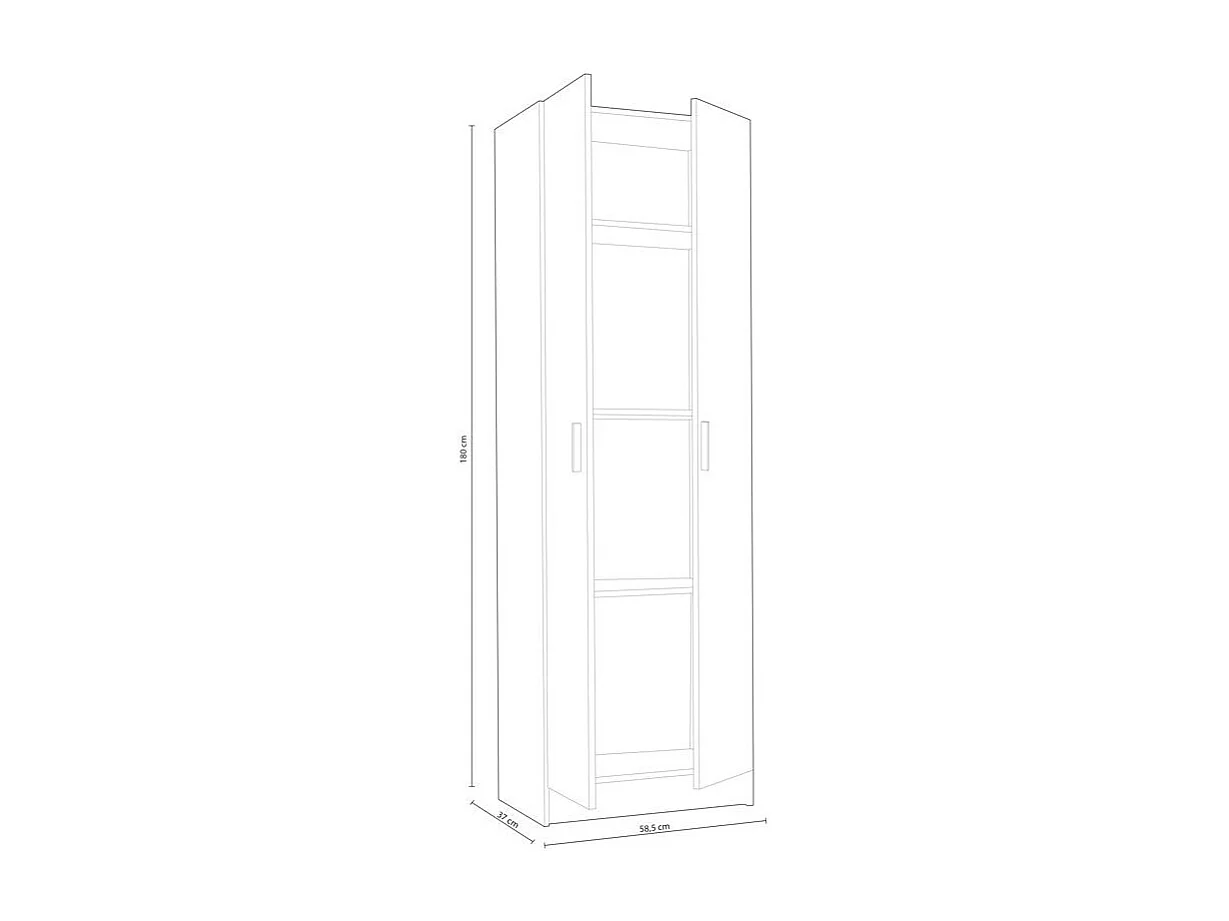 Meuble d'appoint avec étagères dans la salle de bain et la cuisine, blanc, 59 x 180 x 37 cm