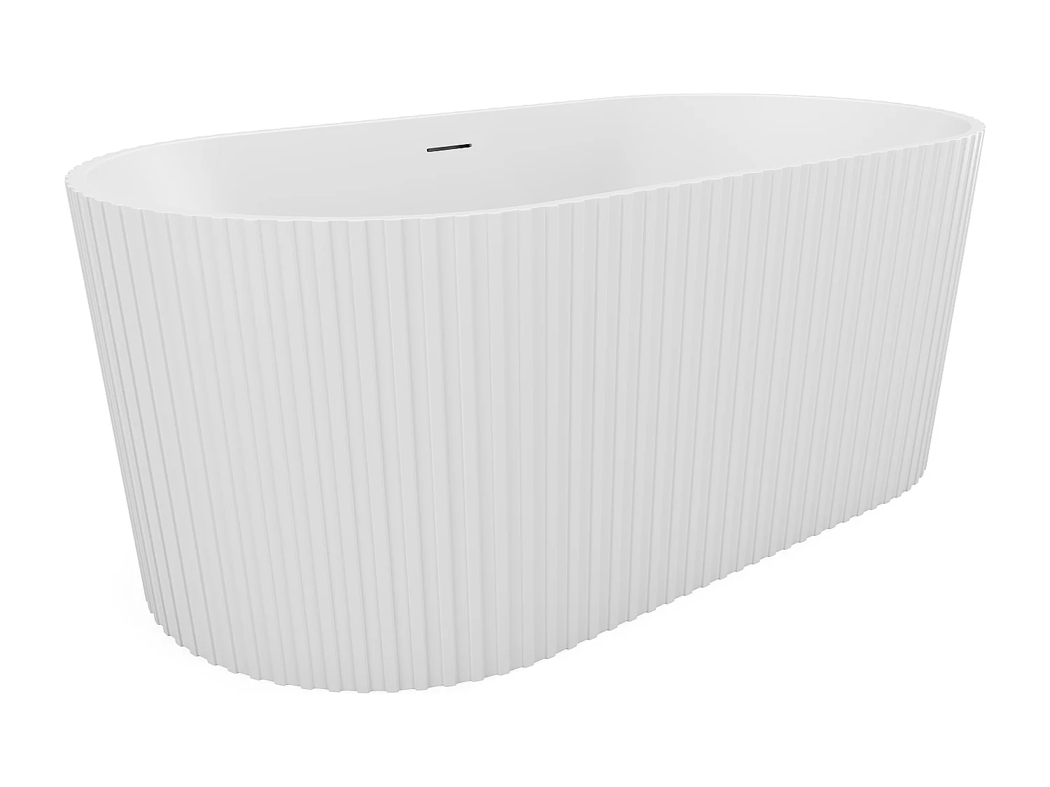 Geribbeld vrijstaand bad van acryl - Mat wit - 220L - 150 x 75 x 58 cm - ALIENA