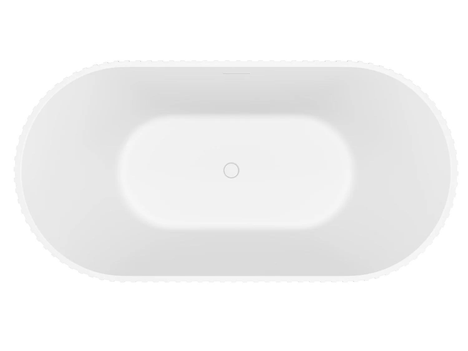 Baignoire îlot striée en acrylique - Blanc mat - 220L - 150 x 75 x 58 cm - ALIENA