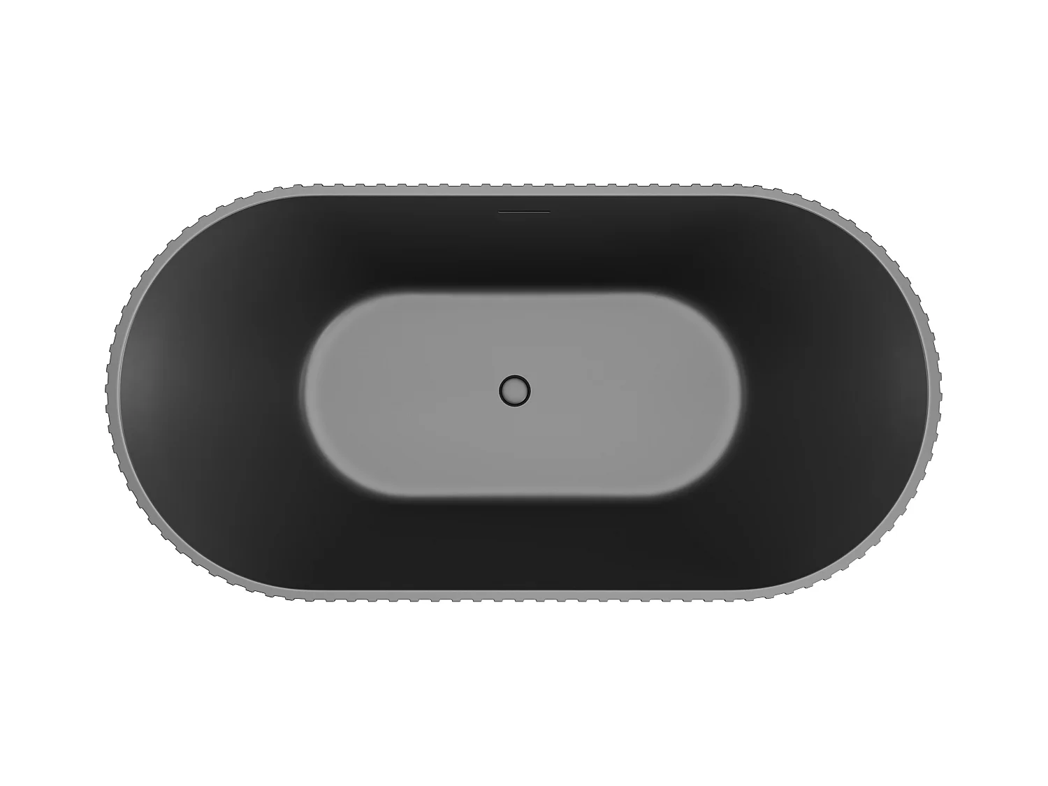Wanna wolnostojąca akrylowa ryflowana - Czarny mat - 220 l - 150 x 75 x 58 cm - ALIENA