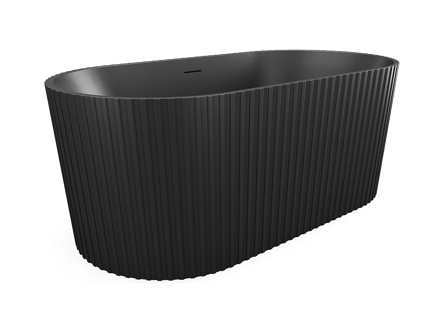 Wanna wolnostojąca akrylowa ryflowana - Czarny mat - 220 l - 150 x 75 x 58 cm - ALIENA