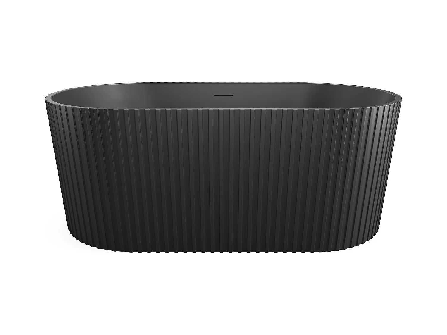 Geribbeld vrijstaand bad van acryl - Mat zwart - 220L - 150 x 75 x 58 cm - ALIENA