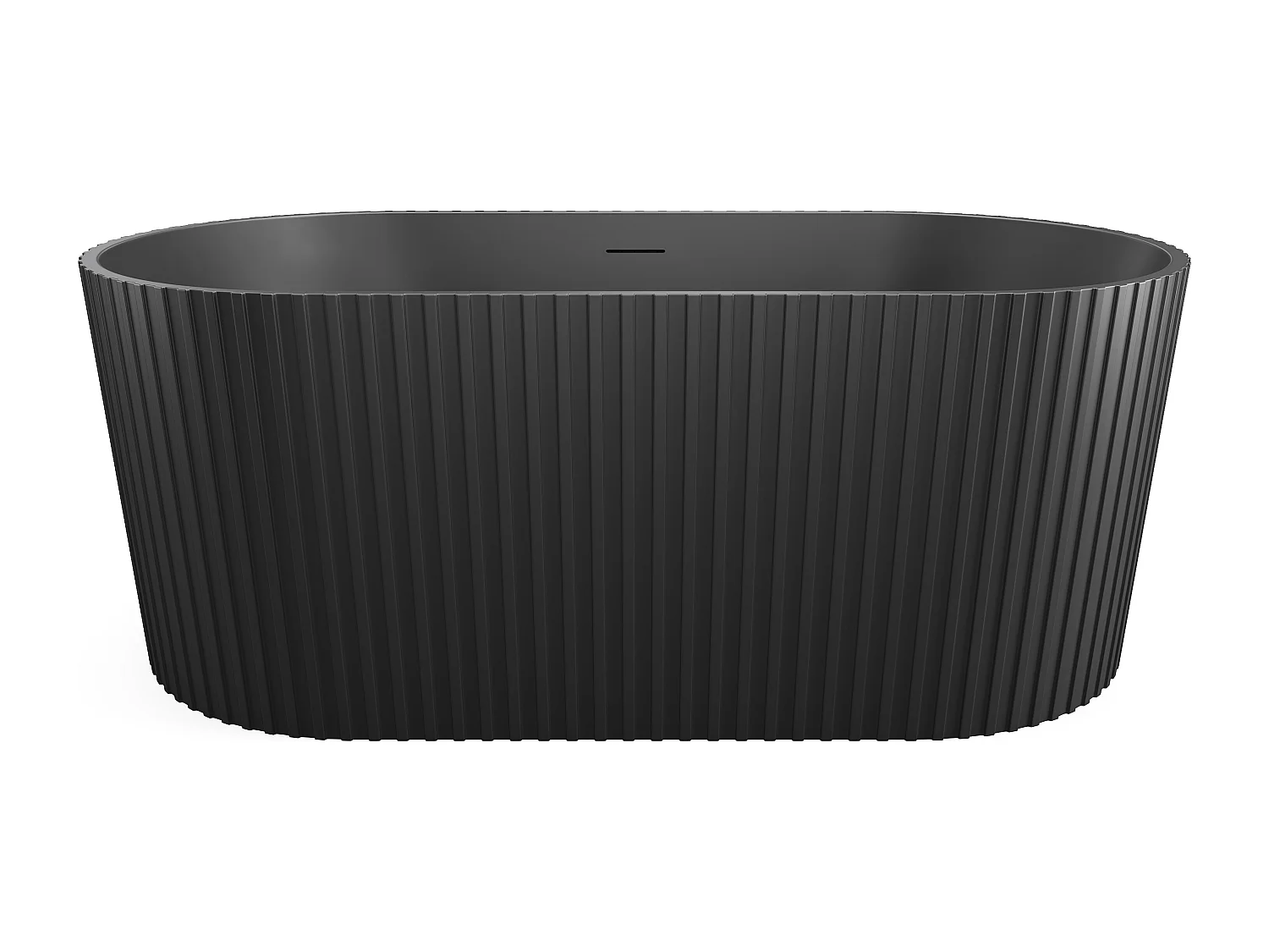 Geribbeld vrijstaand bad van acryl - Mat zwart - 220L - 150 x 75 x 58 cm - ALIENA