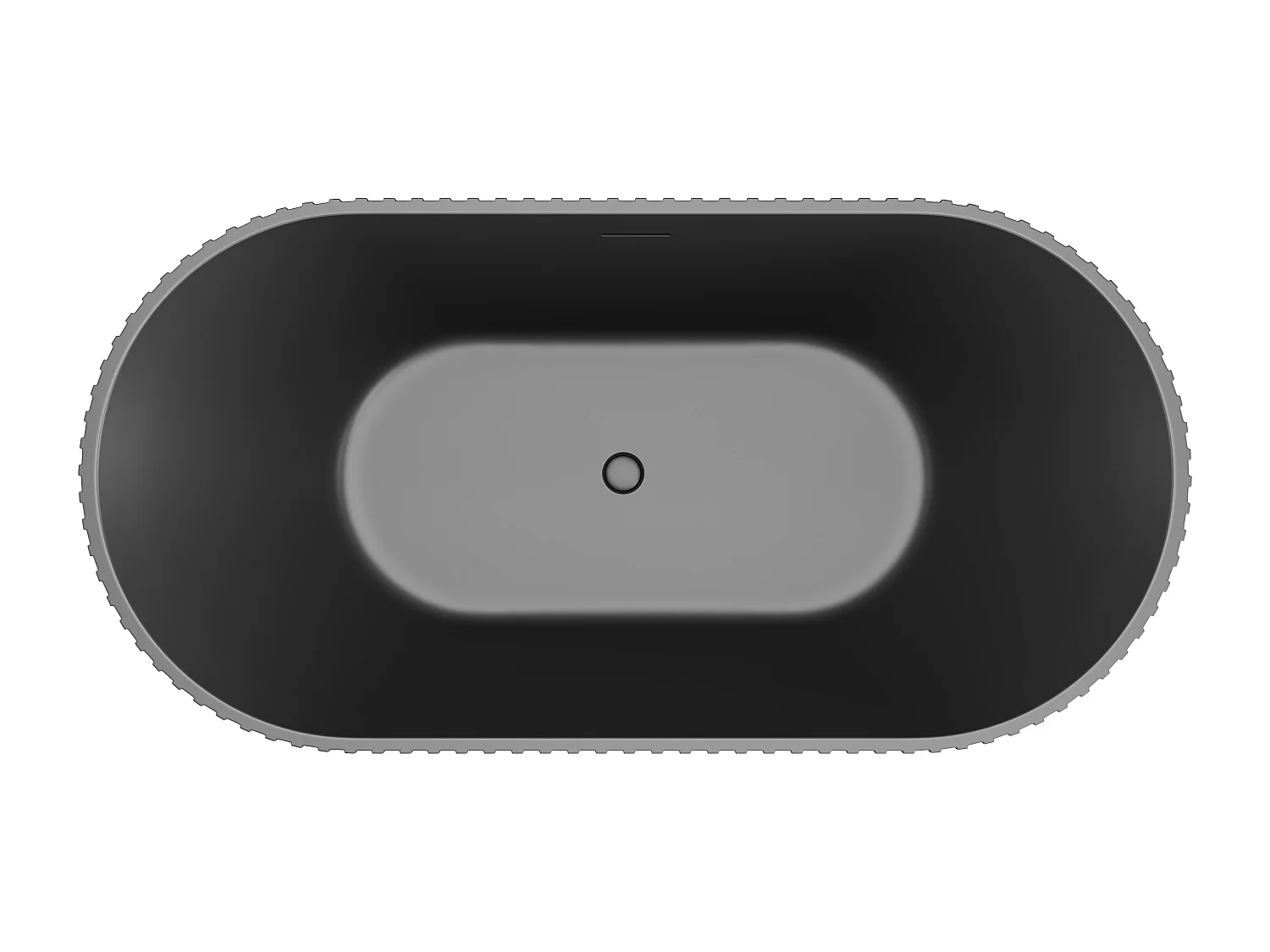 Vasca da bagno freestanding scanalata 230L 170 x 80 x 58 cm in Acrilico Nero opaco - ALIENA