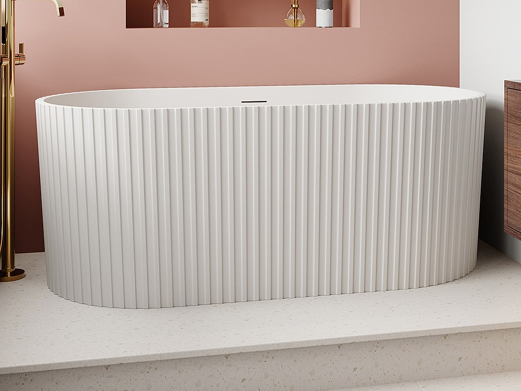 Frittstående riflet akrylbadekar - Matt hvit - 230L - 170 x 80 x 58 cm - ALIENA