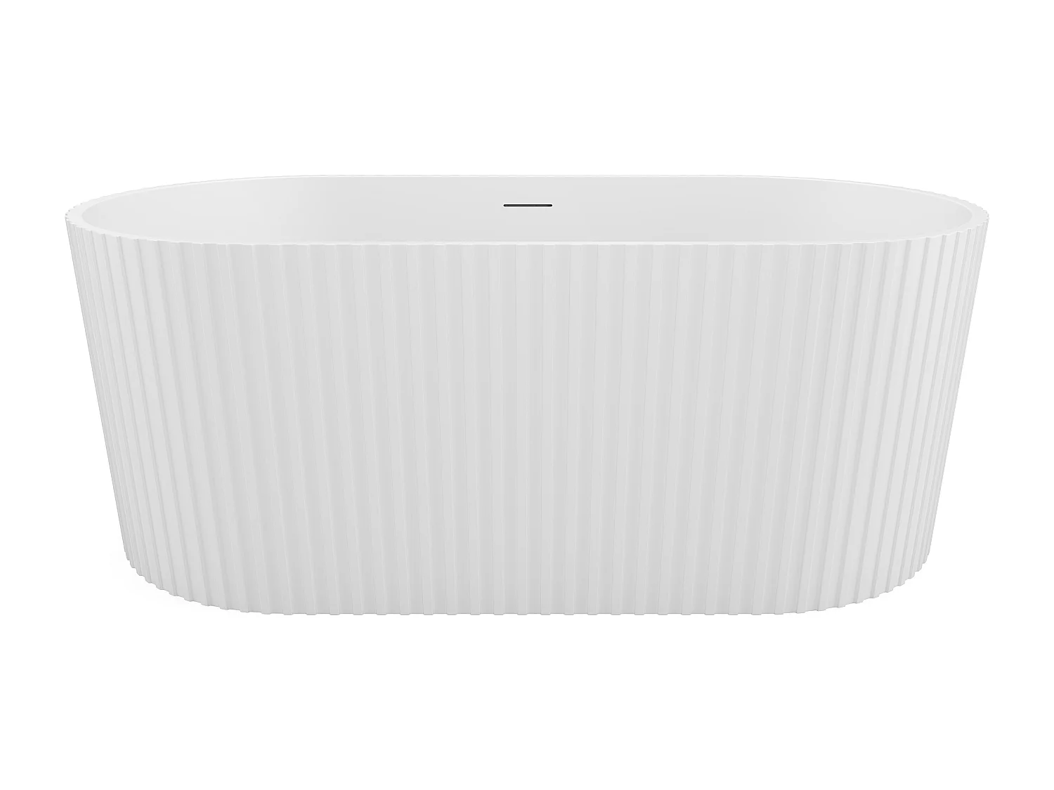 Baignoire îlot striée en acrylique - Blanc mat - 230L - 170 x 80 x 58 cm - ALIENA