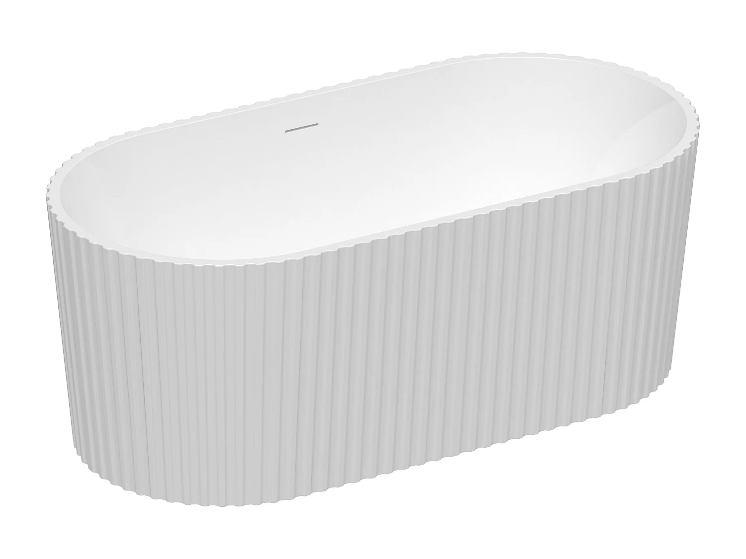 Baignoire îlot striée en acrylique - Blanc brillant - 230L - 170 x 80 x 58 cm - ALIENA