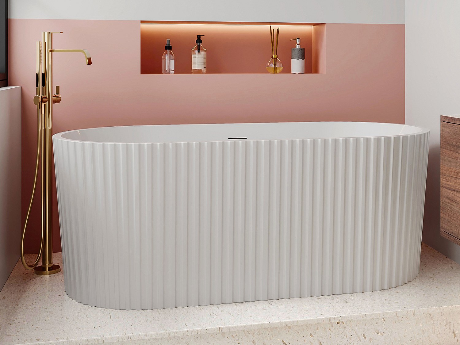 Striert akryl badekar som frittstående - Høyglans hvit - 230L - 170 x 80 x 58 cm - ALIENA