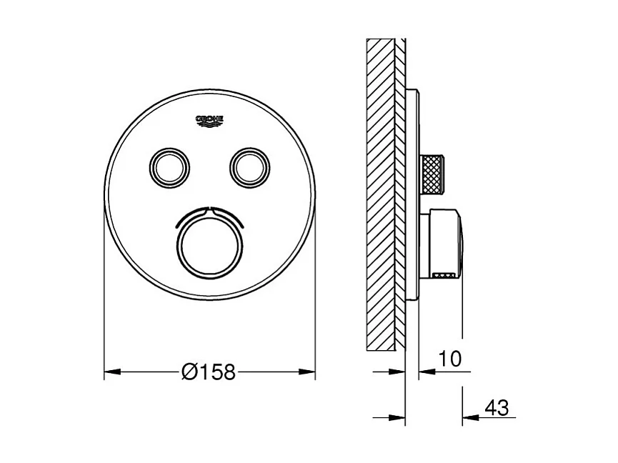 GROHE - Mitigeur encastré 2 sorties Grohe SmartControl
