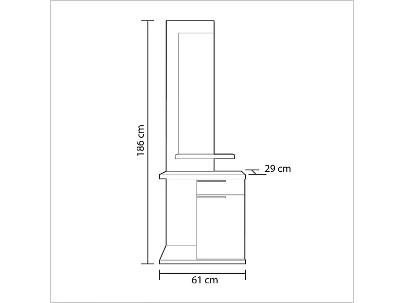 Meuble d'entrée - Blanc Brillant et Gris cendré- KENDRA