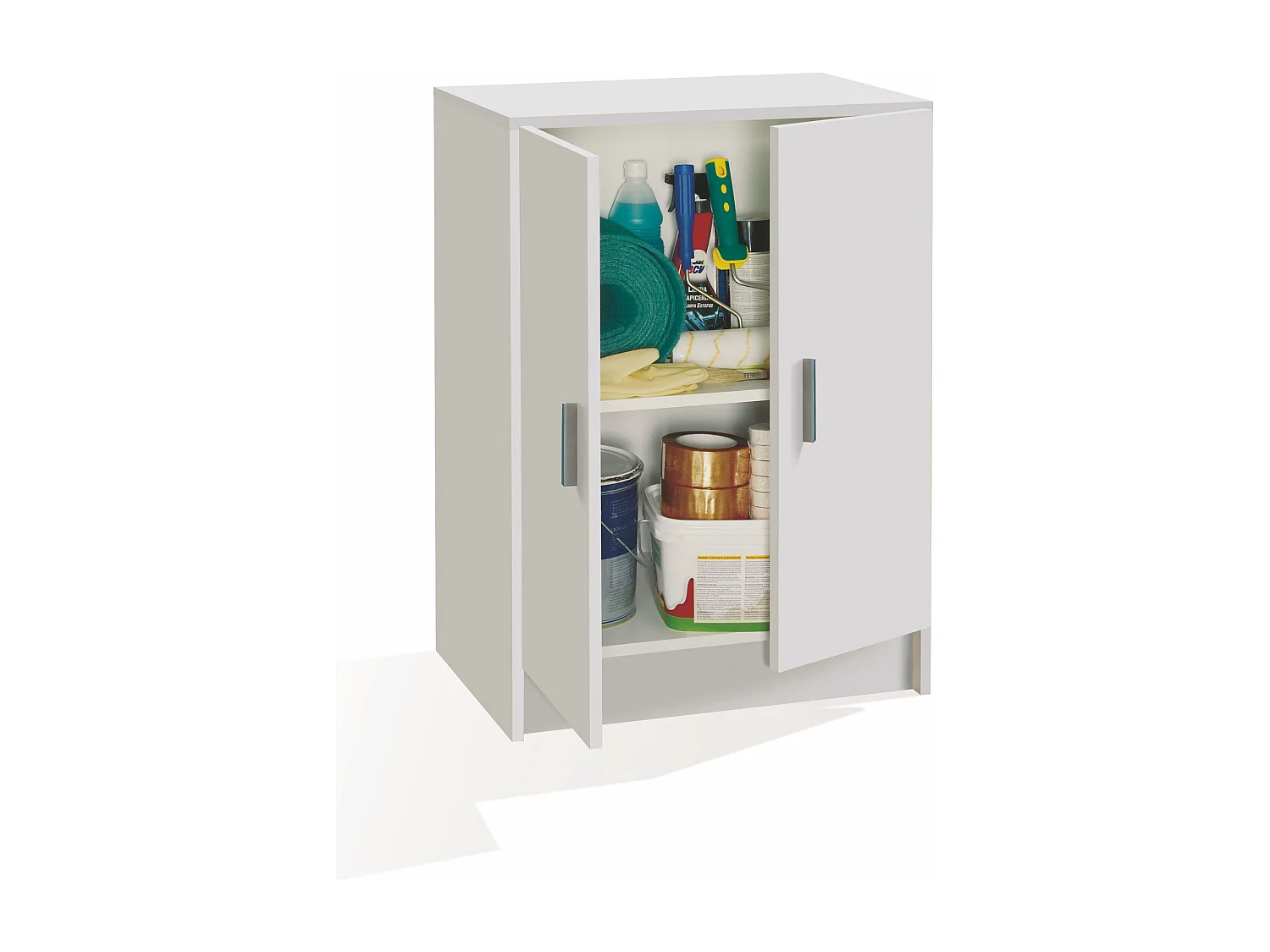 Armoire Use Wardrobe - Blanc avec 2 portes et étagère réglable en hauteur