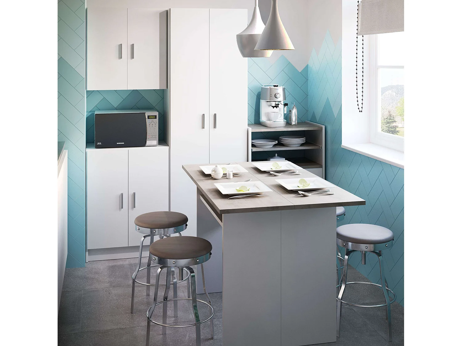 Armoire Use Wardrobe - Blanc avec 2 portes et étagère réglable en hauteur