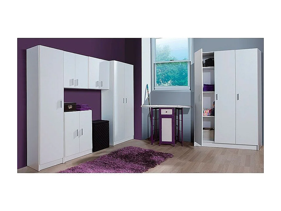 Armoire Use Wardrobe - Blanc avec 2 portes et étagère réglable en hauteur