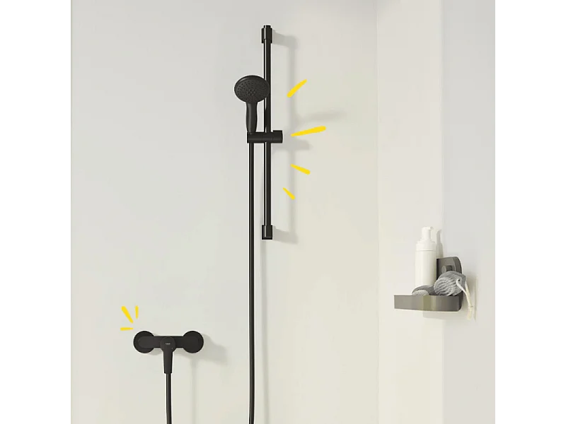 Mitigeur de douche mécanique  GROHE Sstart noir mat + chiffonnette