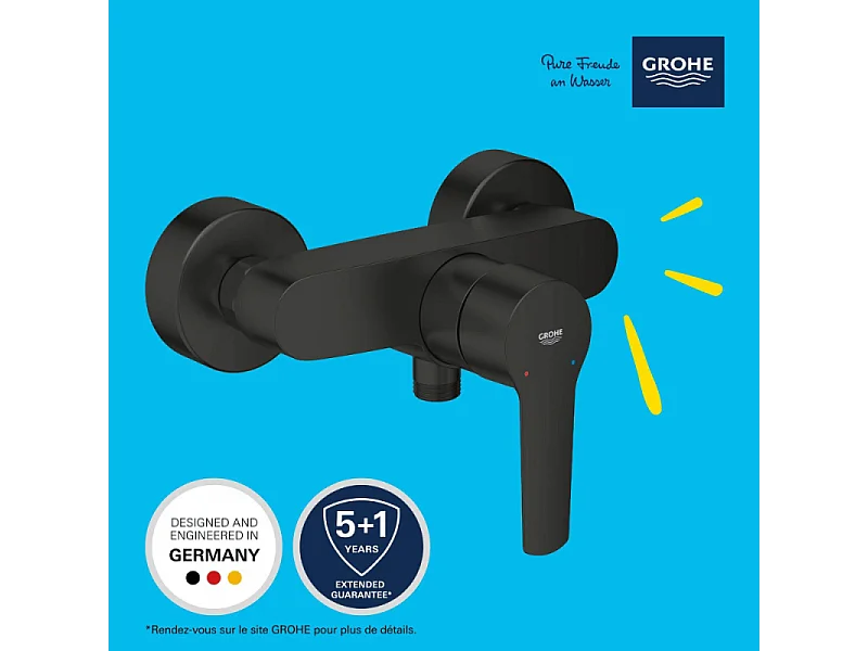 Mitigeur de douche mécanique  GROHE Sstart noir mat + chiffonnette
