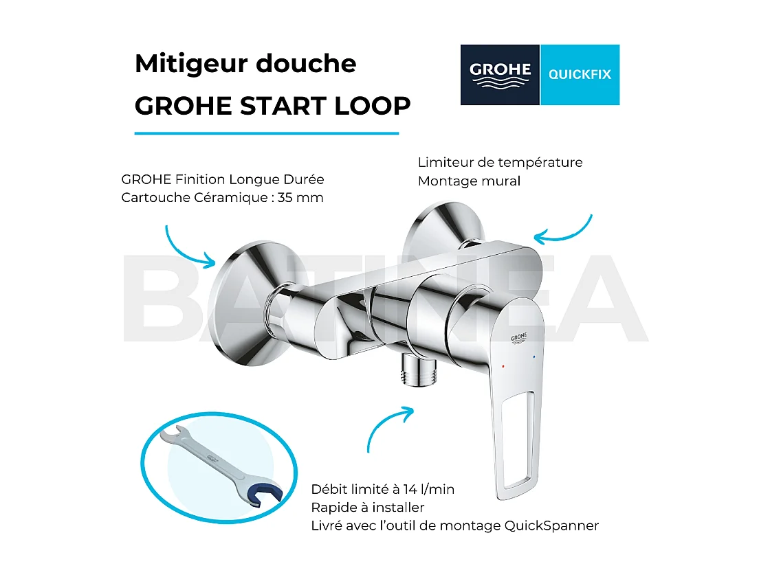 Mitigeur douche mécanique GROHE Start Loop chromé