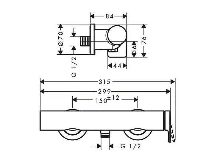 HANSGROHE Vivenis mezclador de ducha mecánico cromado