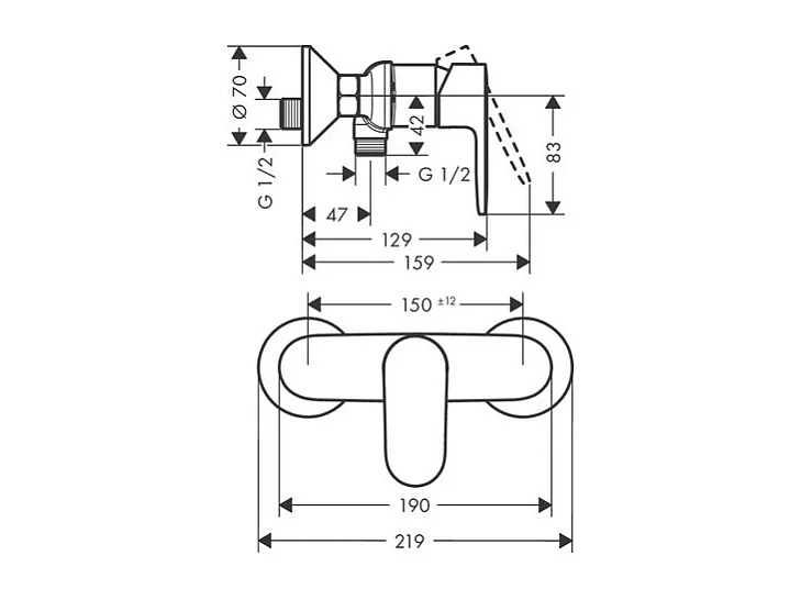 Mitigeur douche mécanique HANSGROHE Vernis Blend noir mat