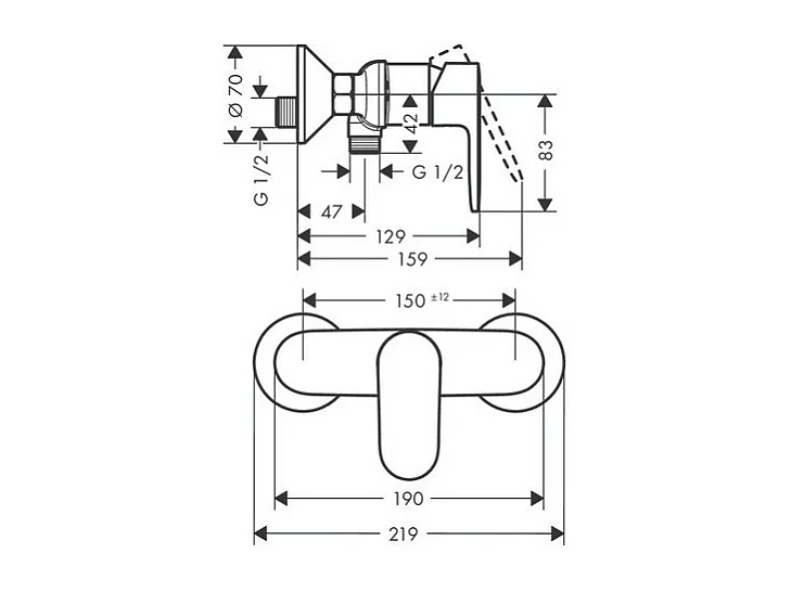 Mitigeur douche mécanique cartouche 2 vitesses HANSGROHE Vernis Blend chromé