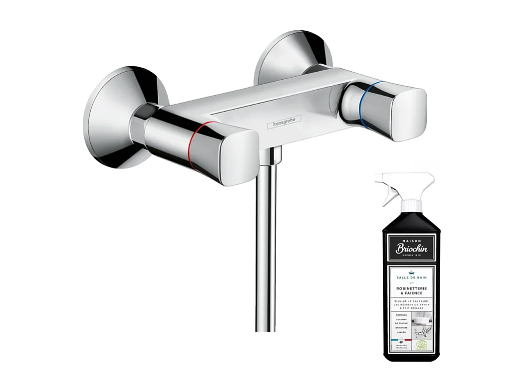 Mélangeur douche HANSGROHE Logis chromé + nettoyant Briochin
