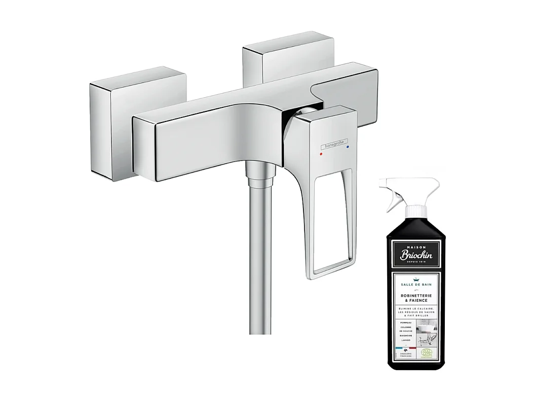 Mitigeur douche mécanique poignée étrier HANSGROHE Metropol chromé + nettoyant Briochin