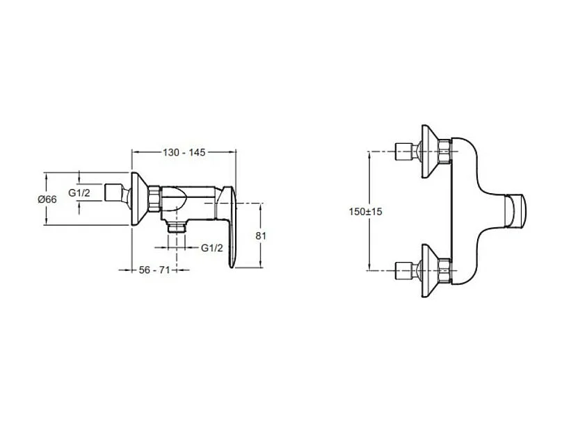 Mitigeur douche JACOB DELAFON Kumin, mécanique et mural, Chrome