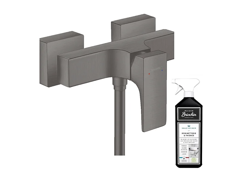 Mitigeur douche mécanique HANSGROHE Metropol noir chromé brossé + nettoyant Briochin