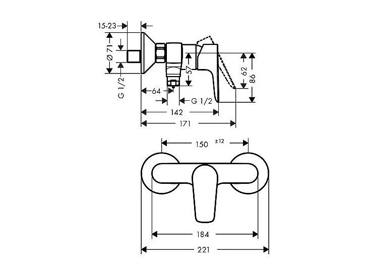Mitigeur douche mécanique HANSGROHE Talis E noir mat