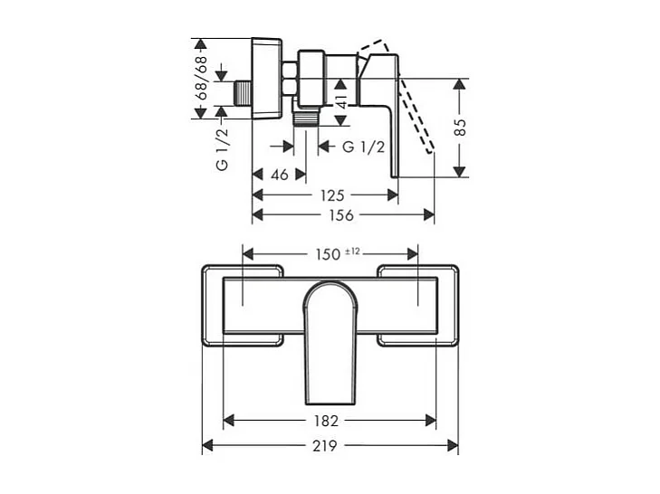 Mitigeur douche mécanique cartouche 2 vitesses HANSGROHE Vernis Shape chromé + nettoyant Briochin