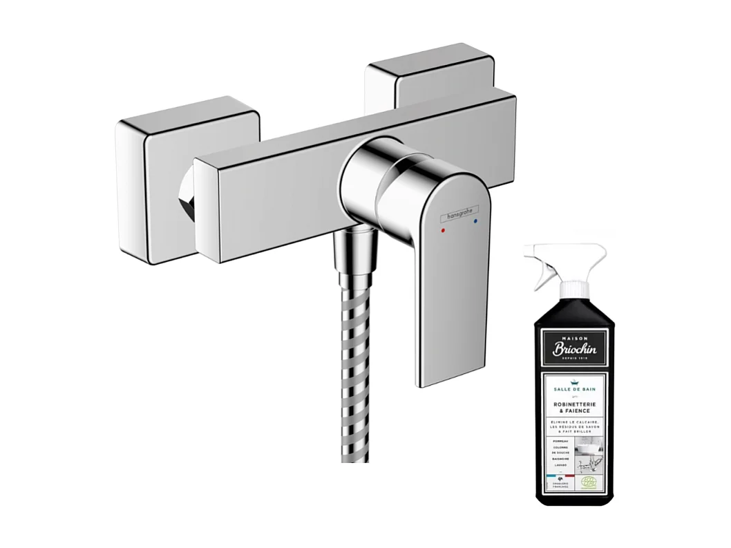 Mitigeur douche mécanique cartouche 2 vitesses HANSGROHE Vernis Shape chromé + nettoyant Briochin