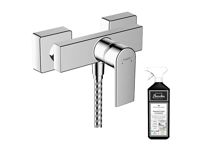 Mitigeur douche mécanique cartouche 2 vitesses HANSGROHE Vernis Shape chromé + nettoyant Briochin