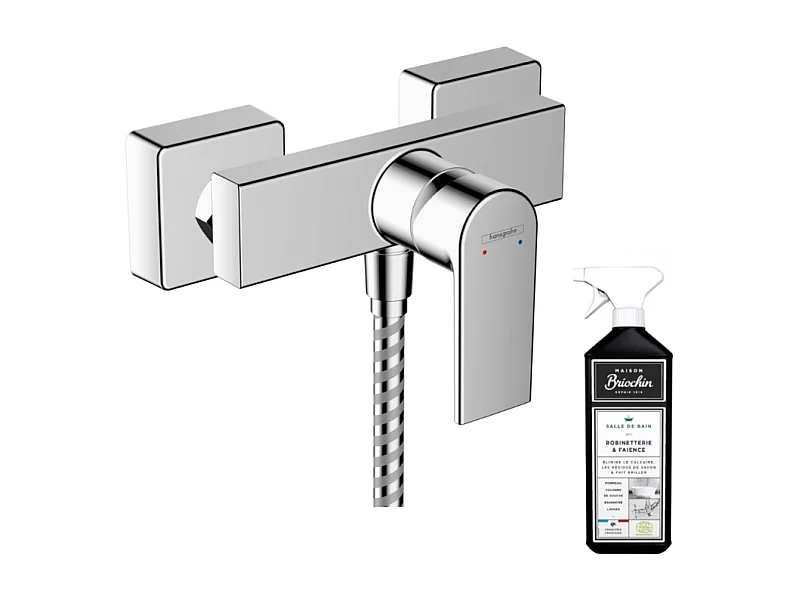 Mitigeur douche mécanique cartouche 2 vitesses HANSGROHE Vernis Shape chromé + nettoyant Briochin