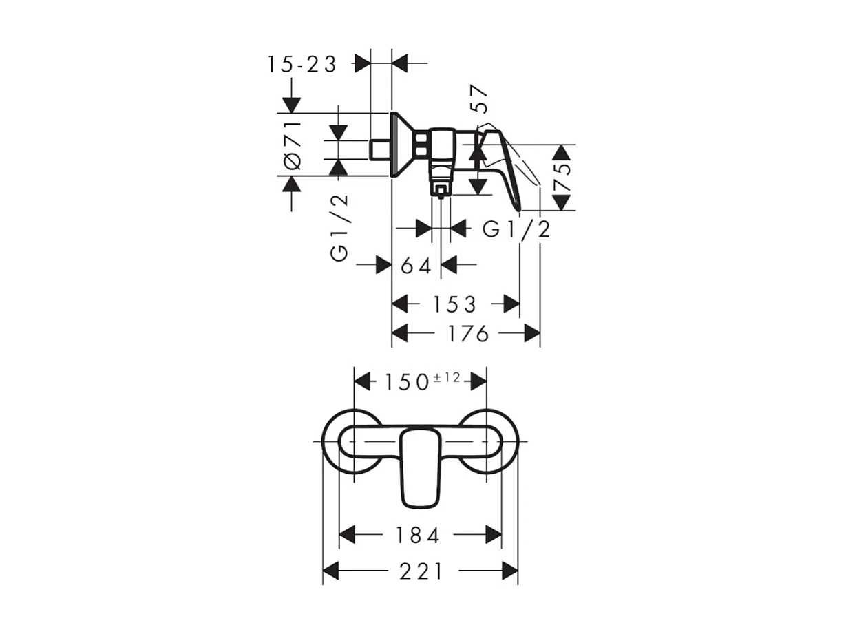 Mitigeur douche mécanique HANSGROHE Logis noir mat