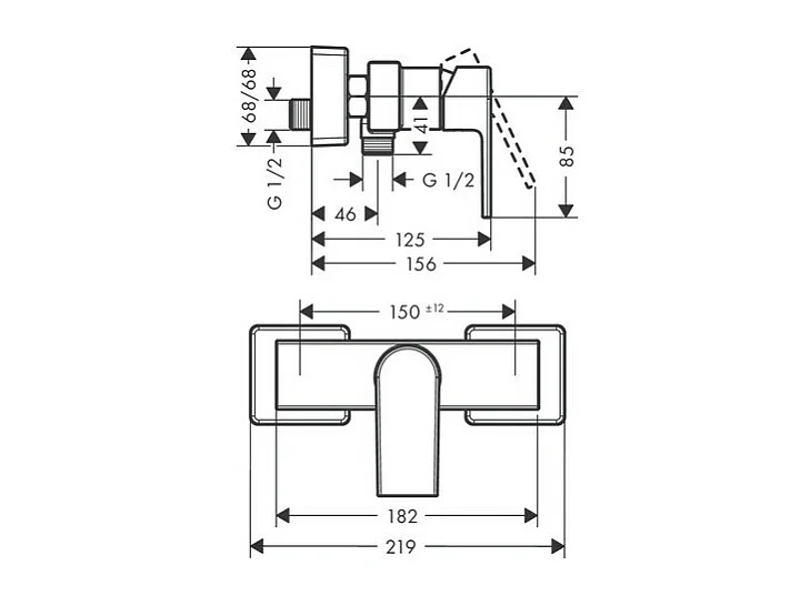 HANSGROHE Vernis Shape mezclador de ducha mecánico negro mate