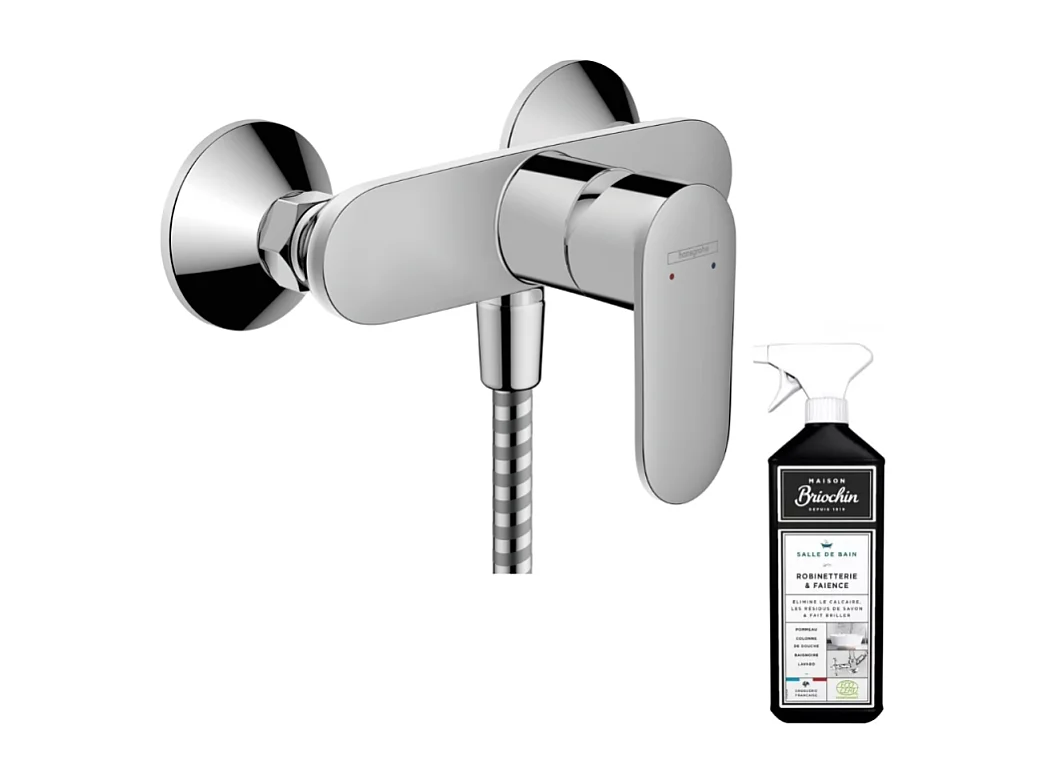 Mitigeur douche mécanique HANSGROHE Vernis Blend chromé + nettoyant Briochin
