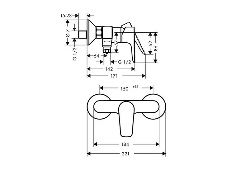 Mitigeur douche mécanique HANSGROHE Talis E chromé