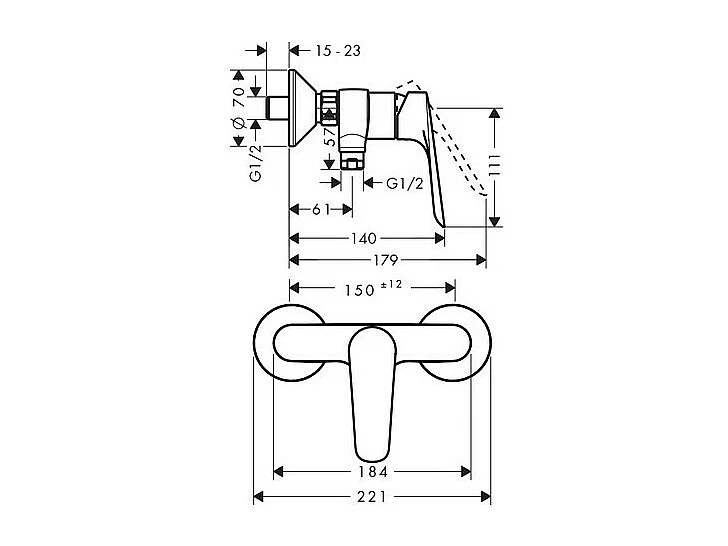 Mitigeur douche mécanique HANSGROHE Logis E chromé