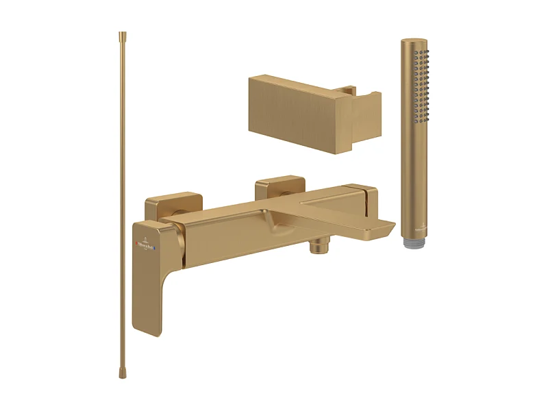 Pack mitigeur baignoire mécanique VILLEROY ET BOCH Subway 3.0 Or brossé avec ensemble