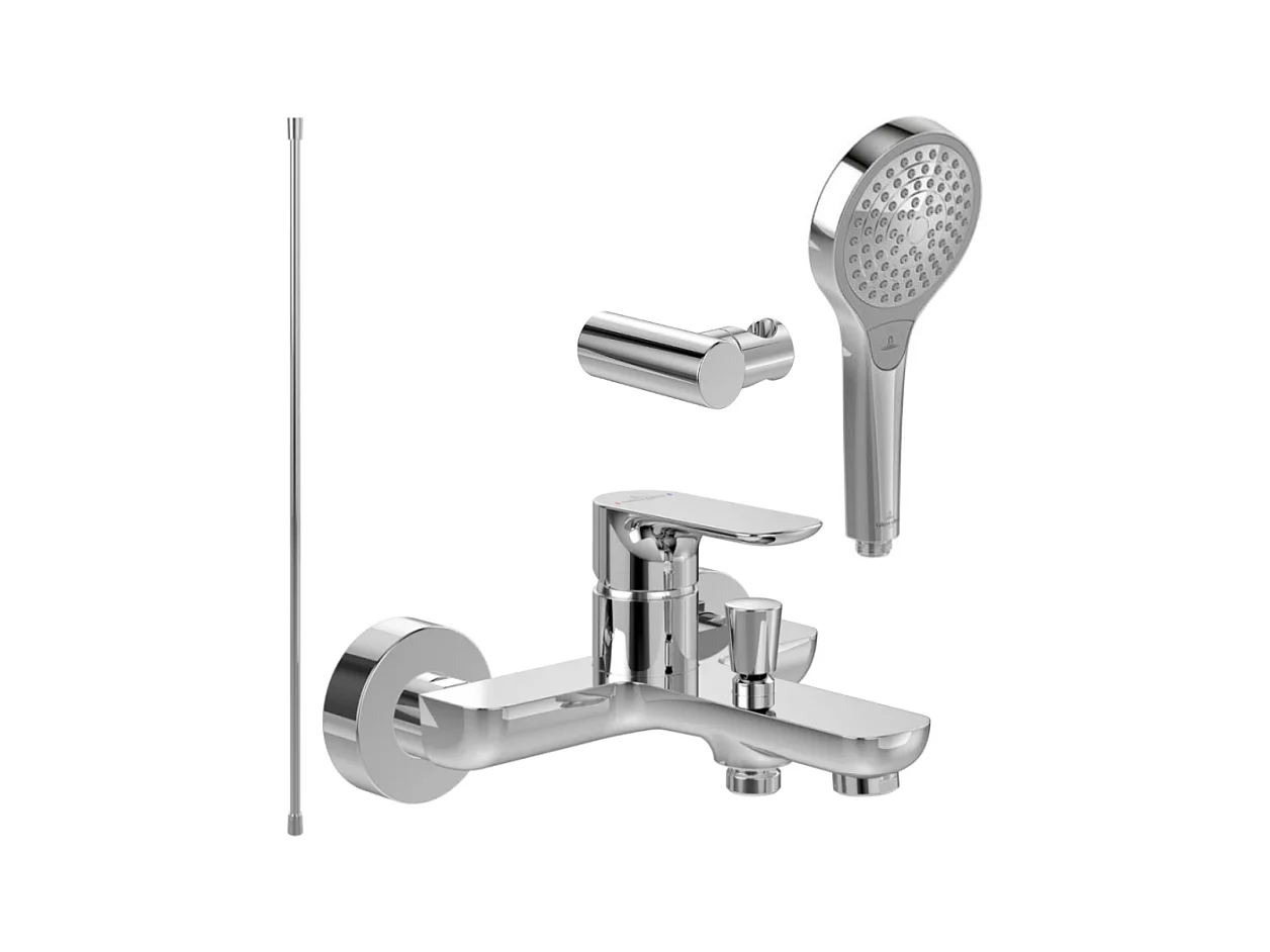 Pack mitigeur baignoire mécanique VILLEROY ET BOCH O novo Chrome avec ensemble