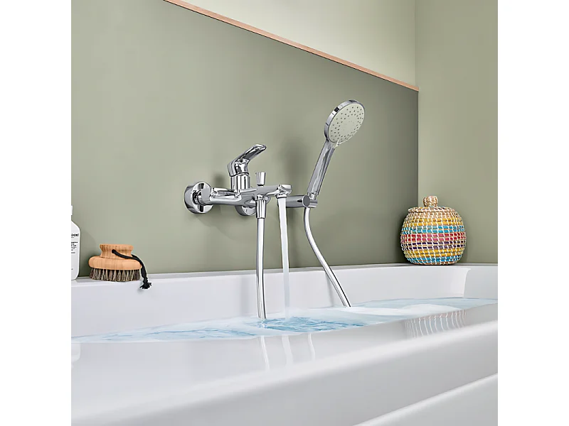 Pack mitigeur baignoire mécanique VILLEROY ET BOCH O novo Chrome avec ensemble