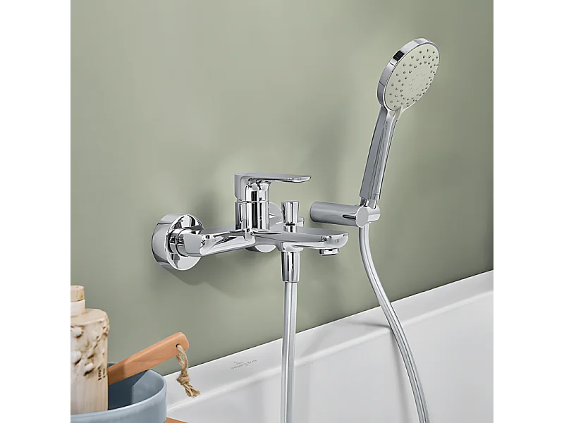 Pack mitigeur baignoire mécanique VILLEROY ET BOCH O novo Chrome avec ensemble