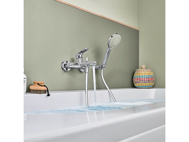 Pack mitigeur baignoire mécanique VILLEROY ET BOCH O novo Chrome avec ensemble
