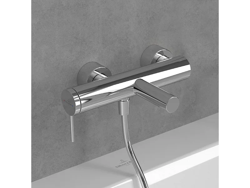 Pack mitigeur baignoire mécanique VILLEROY ET BOCH Loop & Friends Chrome + douchette + flexible + support