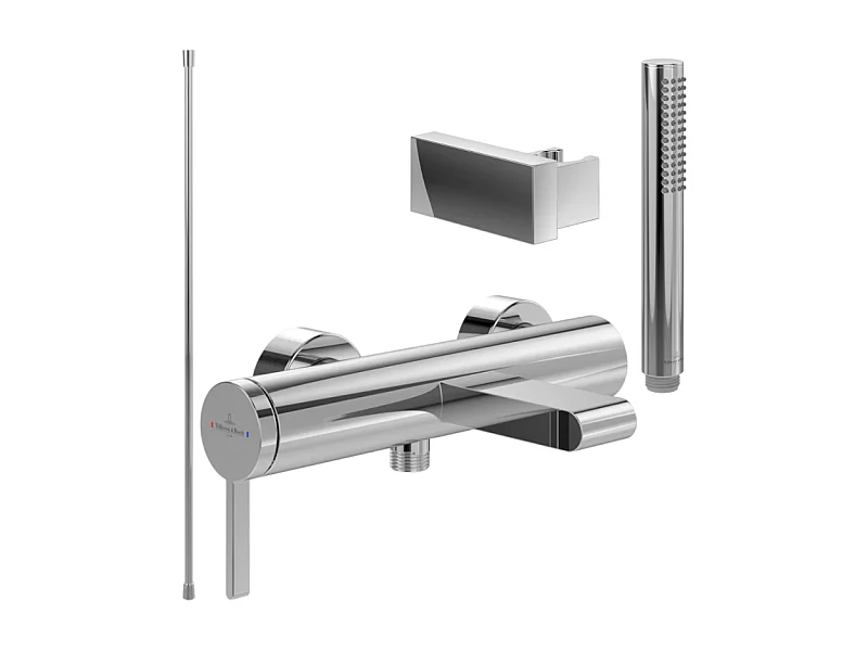 Pack mitigeur baignoire mécanique VILLEROY ET BOCH Dawn Chrome + douchette + flexible + support